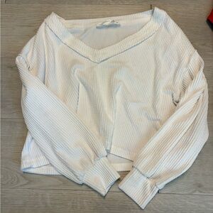 Altrd Statw White Ribbed Long Sleeve Top